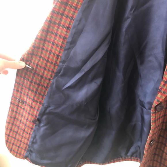VTG Pendleton Women's Brown Blue Plaid Wool Blazer Jacket - Sz Large - Picture 4 of 7